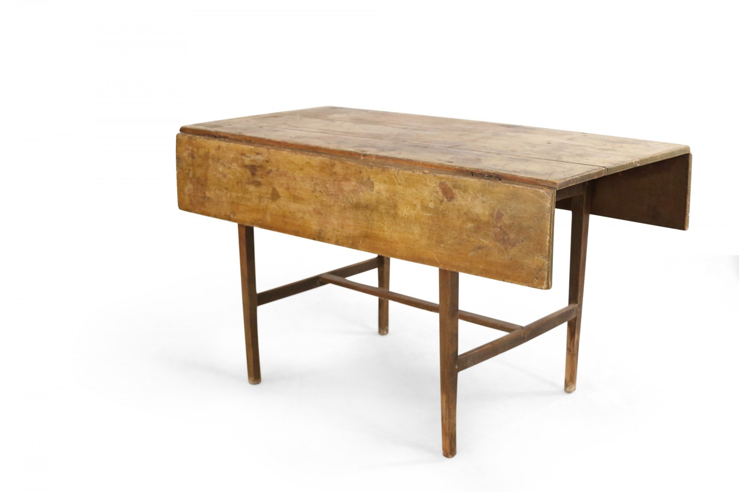 Rustic Pine Wood Drop Leaf Table with Distressed Aged Patina