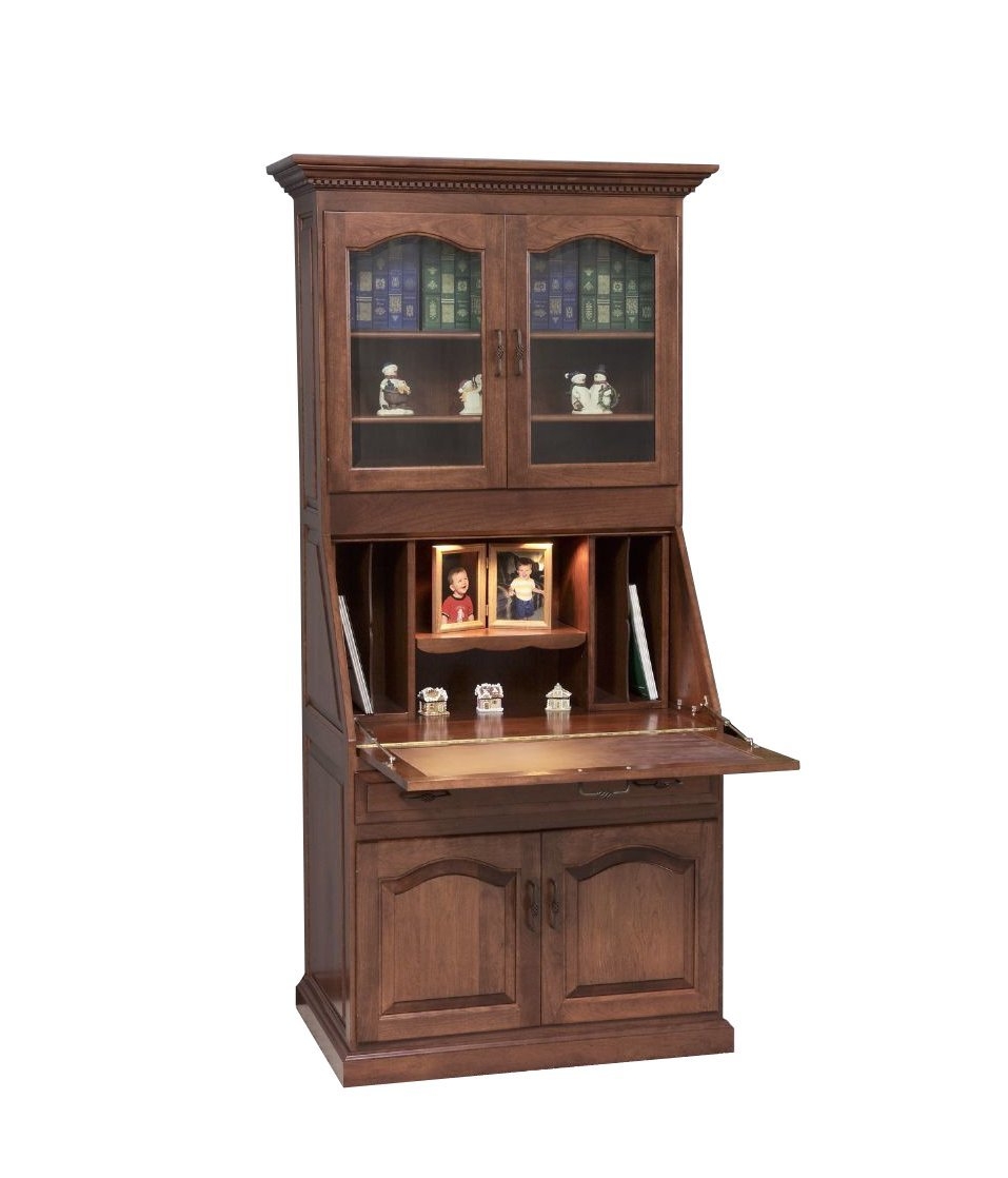 Secretary Desk: Arched Glass Doors Amish Arched Glass Secretary