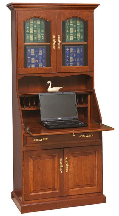 Secretary Desk Arched Glass Doors in Traditional Amish Style