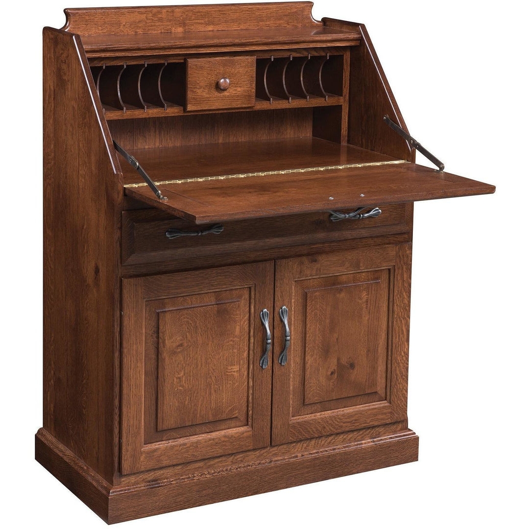 Secretary Desk: Pigeonhole Slots Traditional Wood Desk With Pigeonholes