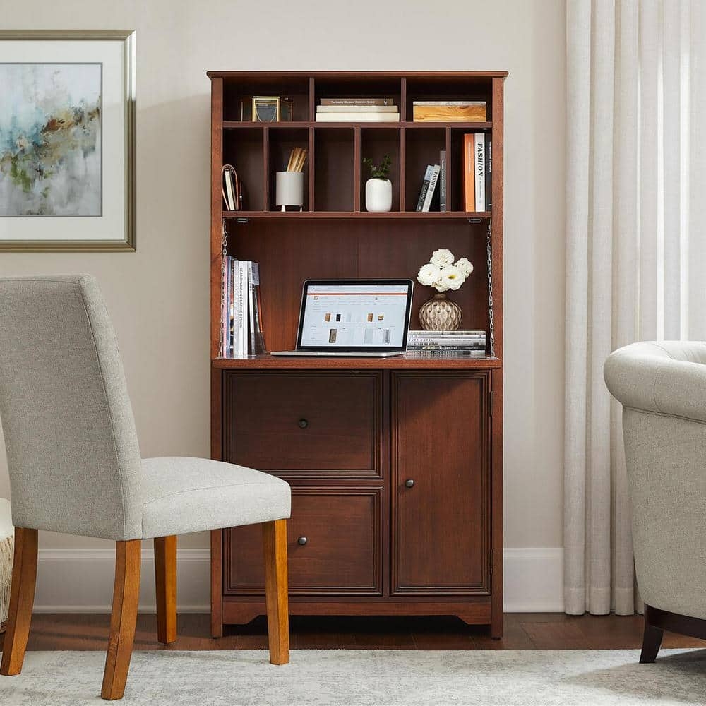 Secretary Desk: Walnut Cubby Shelving Walnut Secretary Desk Hutch