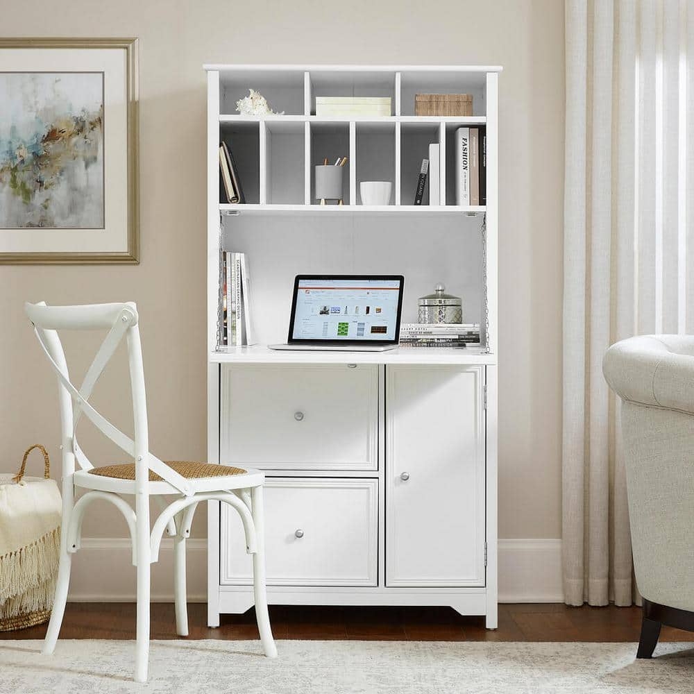 Secretary Desk with Hutch Cubbies in a White Painted Finish
