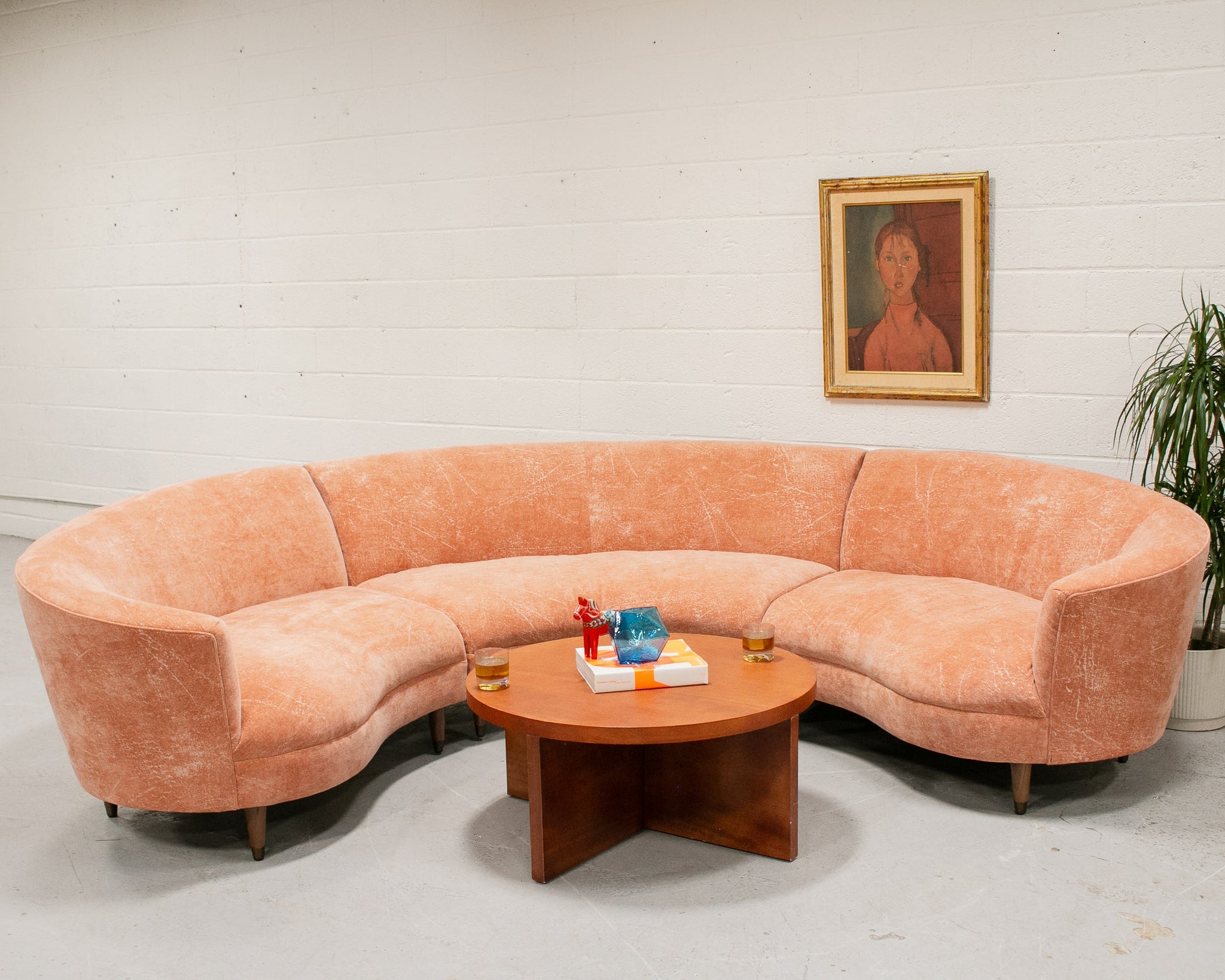 Sectional Sofa: 3-Piece Modular Curved Peach Sectional