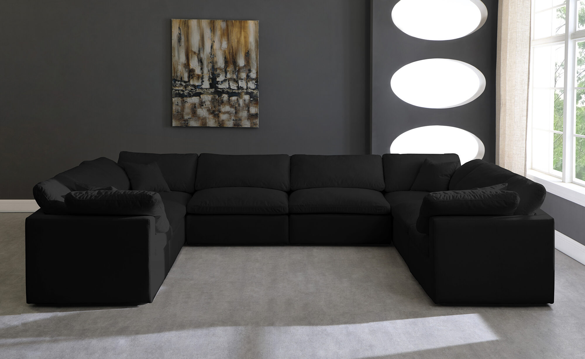 Sectional Sofa Block Frame U-Shaped Moody Luxe Seating