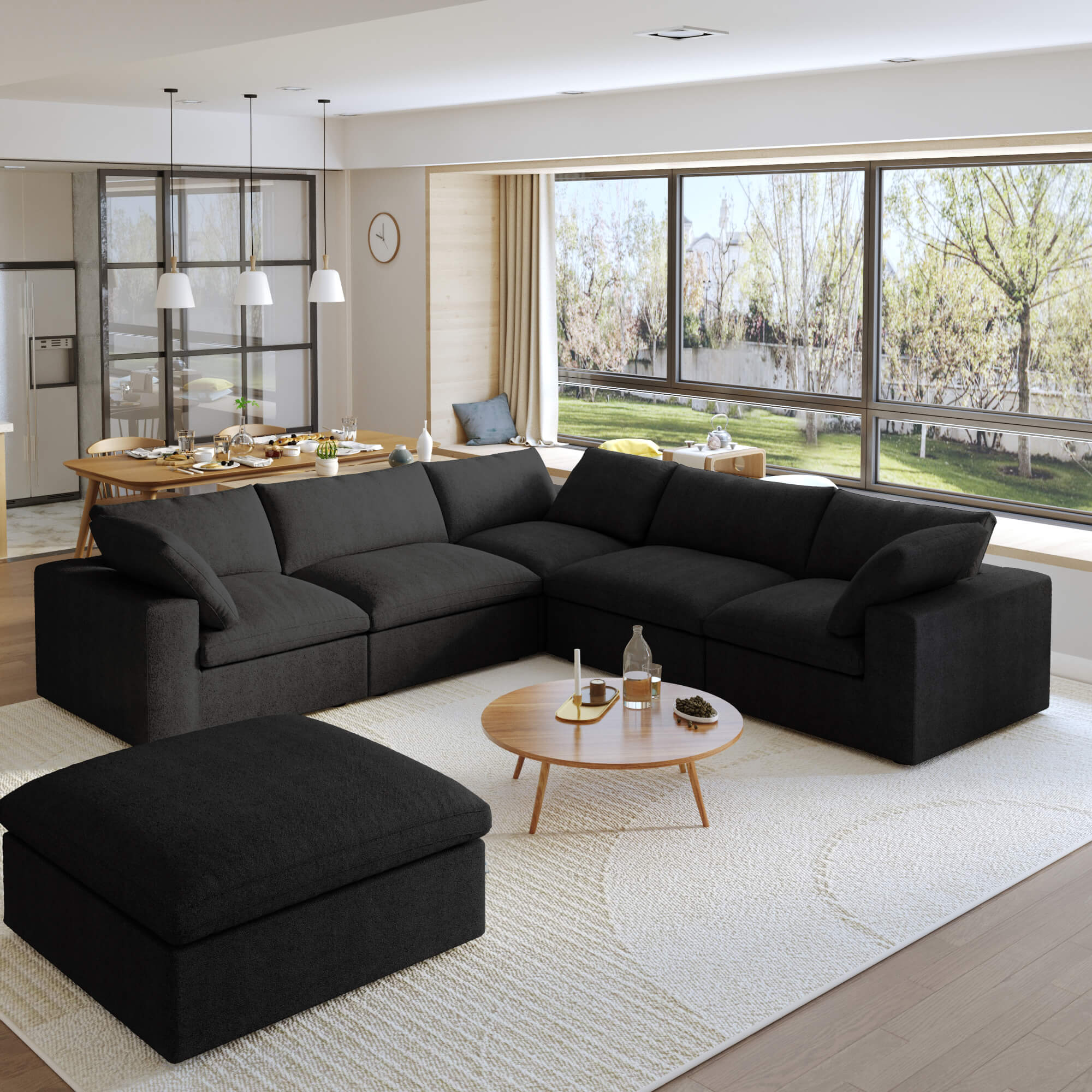 Sectional Sofa Five Seater Layout Sky Cloud Corner Couch