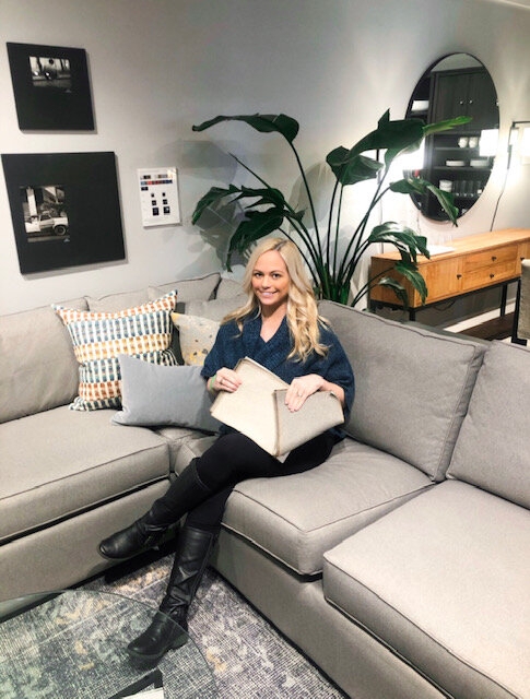 Sectional Sofa in Charcoal Gray with Track Arms and Large L-Shape