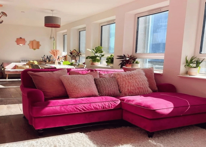 Sectional Sofa Magenta Upholstered Furniture L Shaped