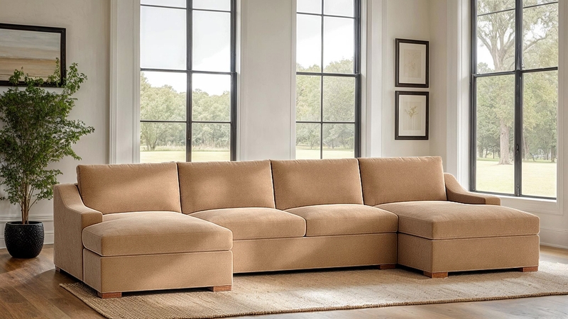 Sectional Sofa with U Shaped Design Large Scale Fabric Sectional