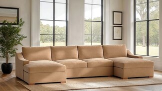 Sectional Sofa with U Shaped Design Large Scale Fabric Sectional