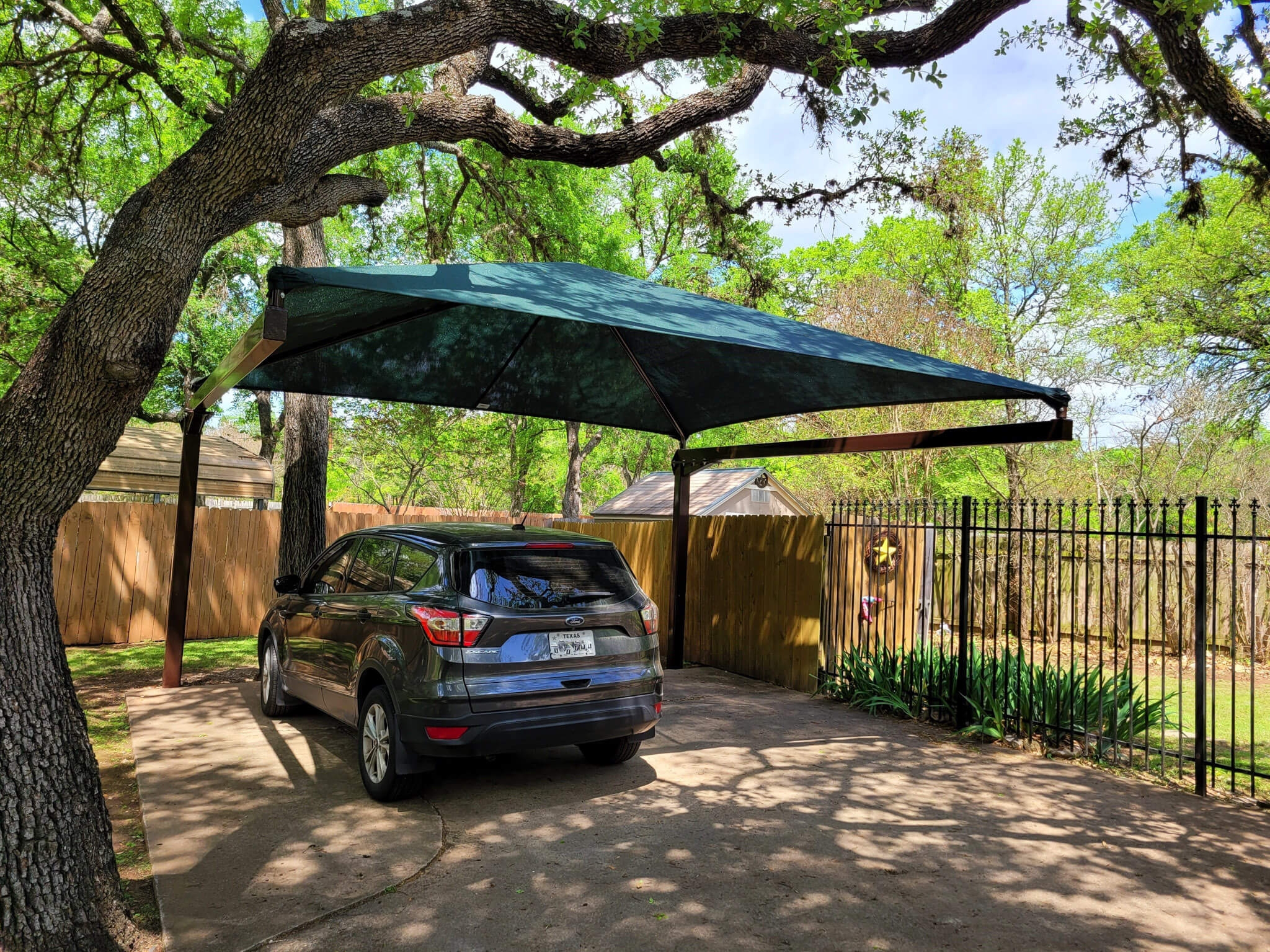Shade Sail Carport Forest Green Hipped Roof Profile