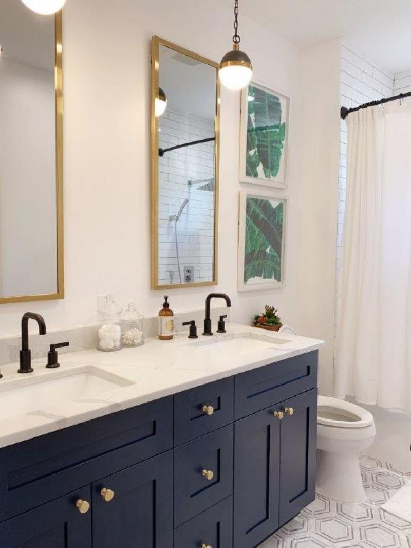 Shaker Bathroom Vanity: Featuring Mixed Metal Hardware Finishes