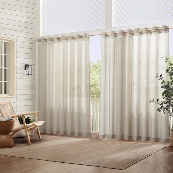 Sheer Curtains: Grommet Top Extra Wide Width Natural Deck Drapes