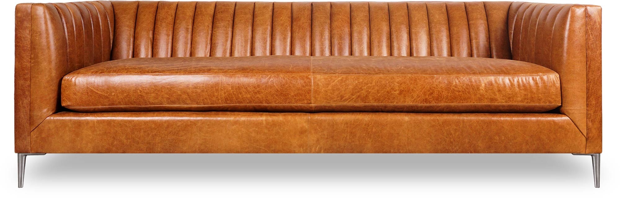 Shelter Sofa Vertical Channel Tufted Bench Modern Camel Seating