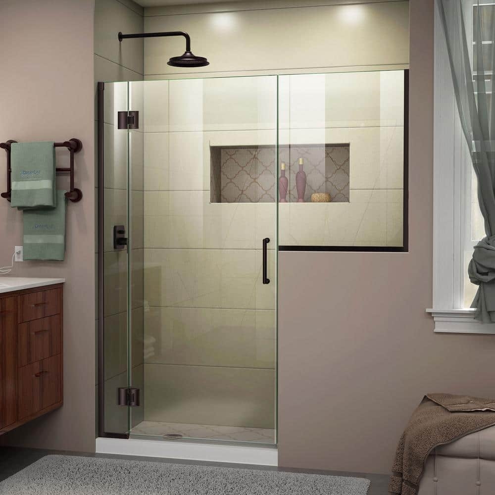Shower Door with Oil Rubbed Bronze Finish and Hinged Entry