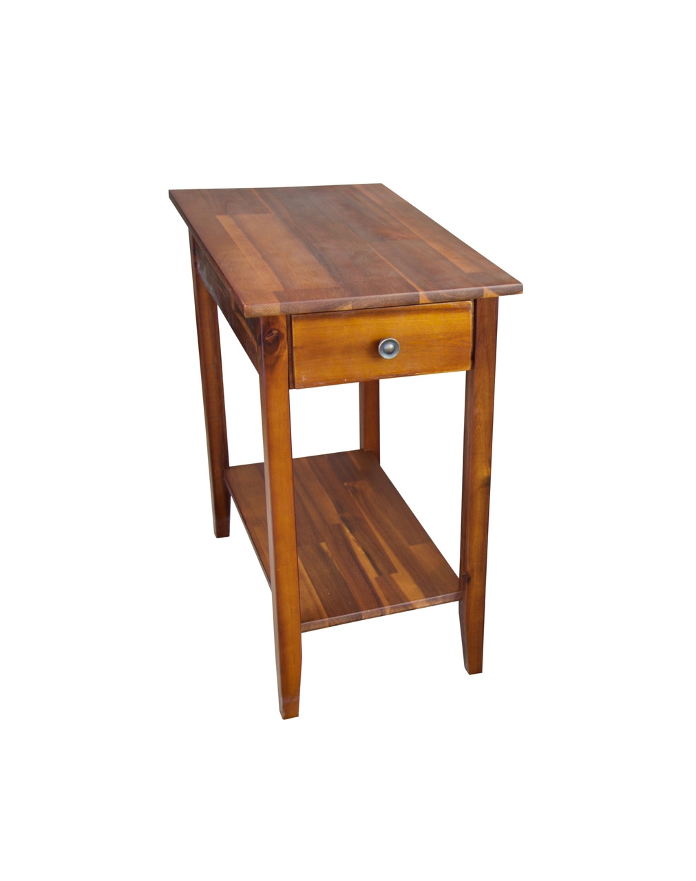 Side Table in Slim Rectangular Shape with Mahogany Finish