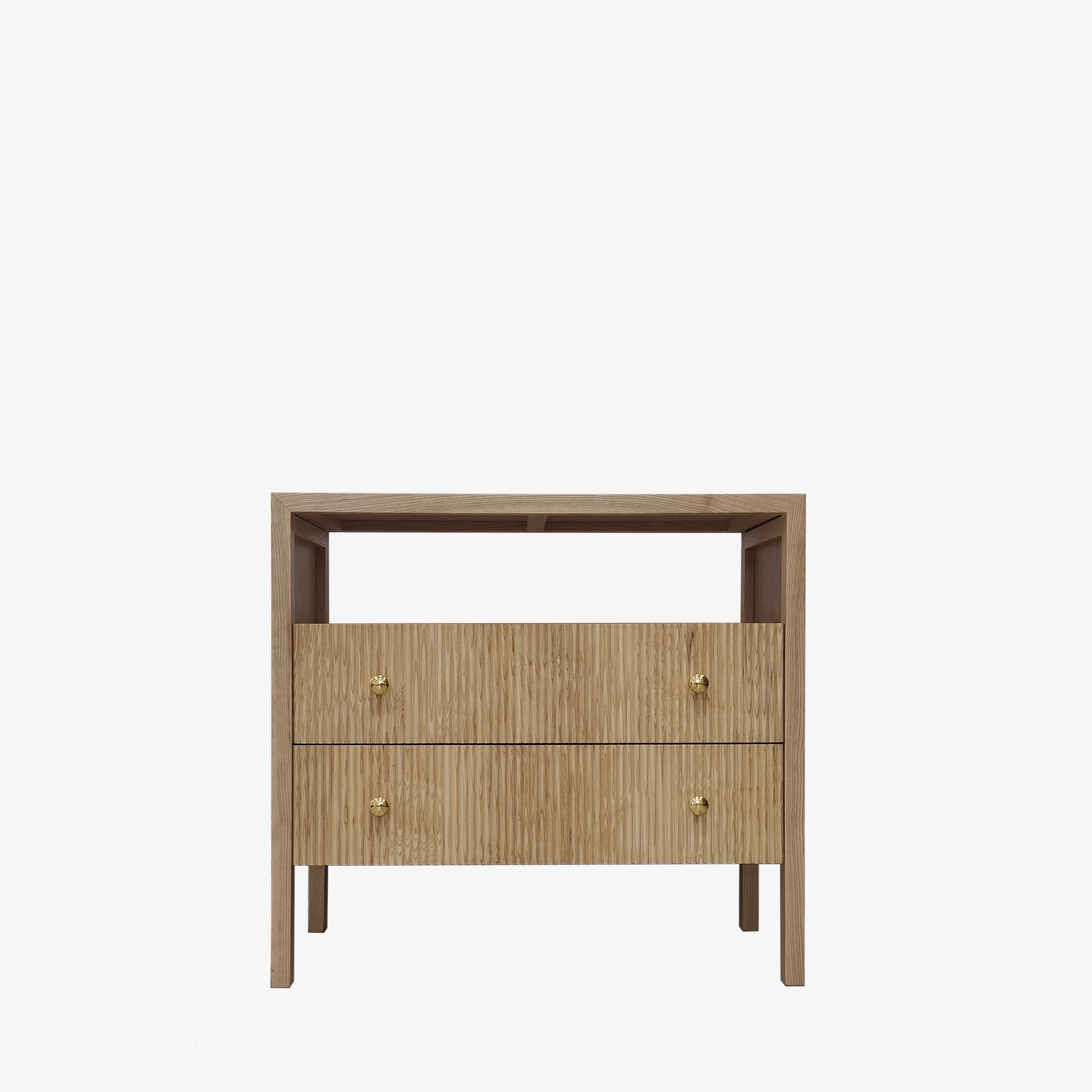 Side Table with Gold Knobs and Ribbed Drawer Fronts