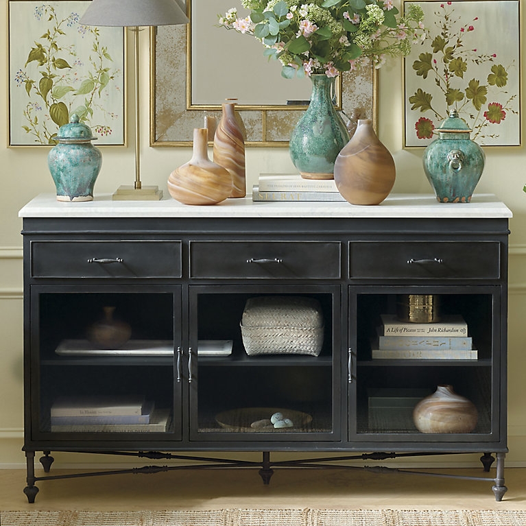 Sideboard Black Metal Sideboard Marble Top X-Frame