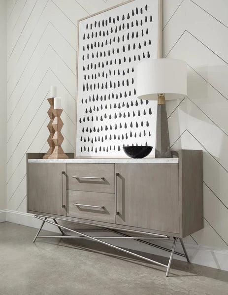 Sideboard Buffet Criss-cross Base Sideboard Marble Top