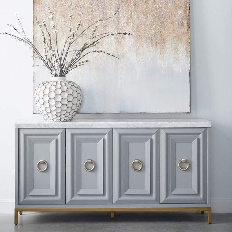 Sideboard Dove Gray Sideboard with Metallic Ring Pulls