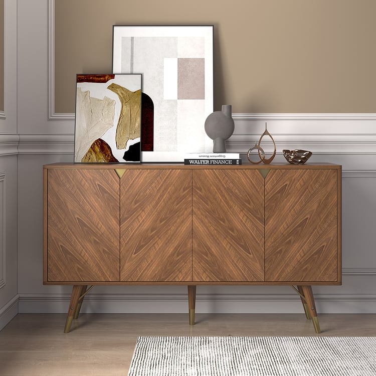 Sideboard Featuring Chevron Pattern and Metal Ferrules