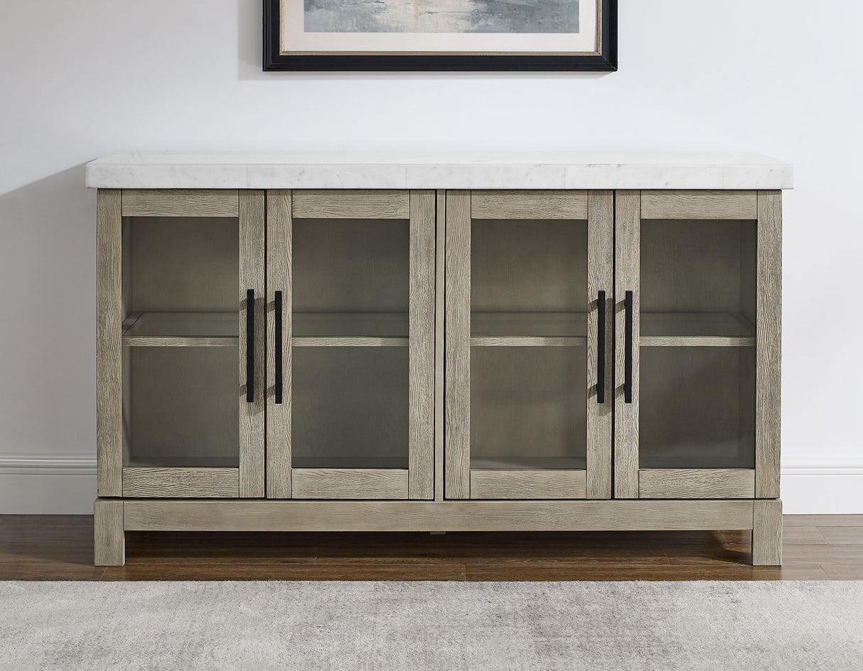 Sideboard Glass Door Dining Buffet with Touch Lighting