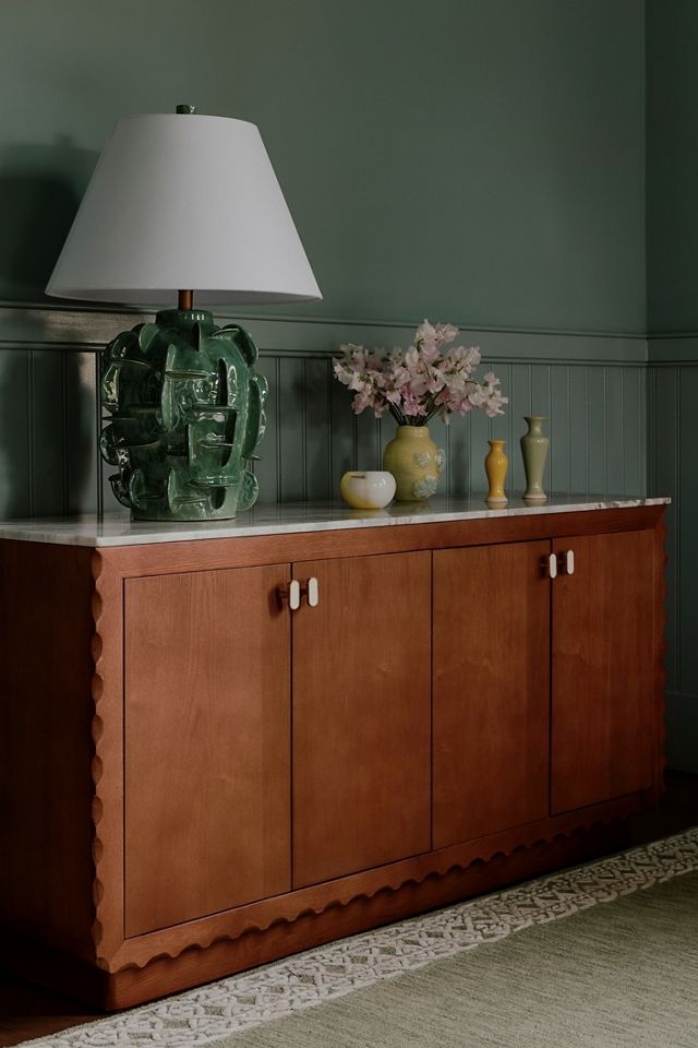 Sideboard Scalloped Wood Sideboard with Pill Hardware