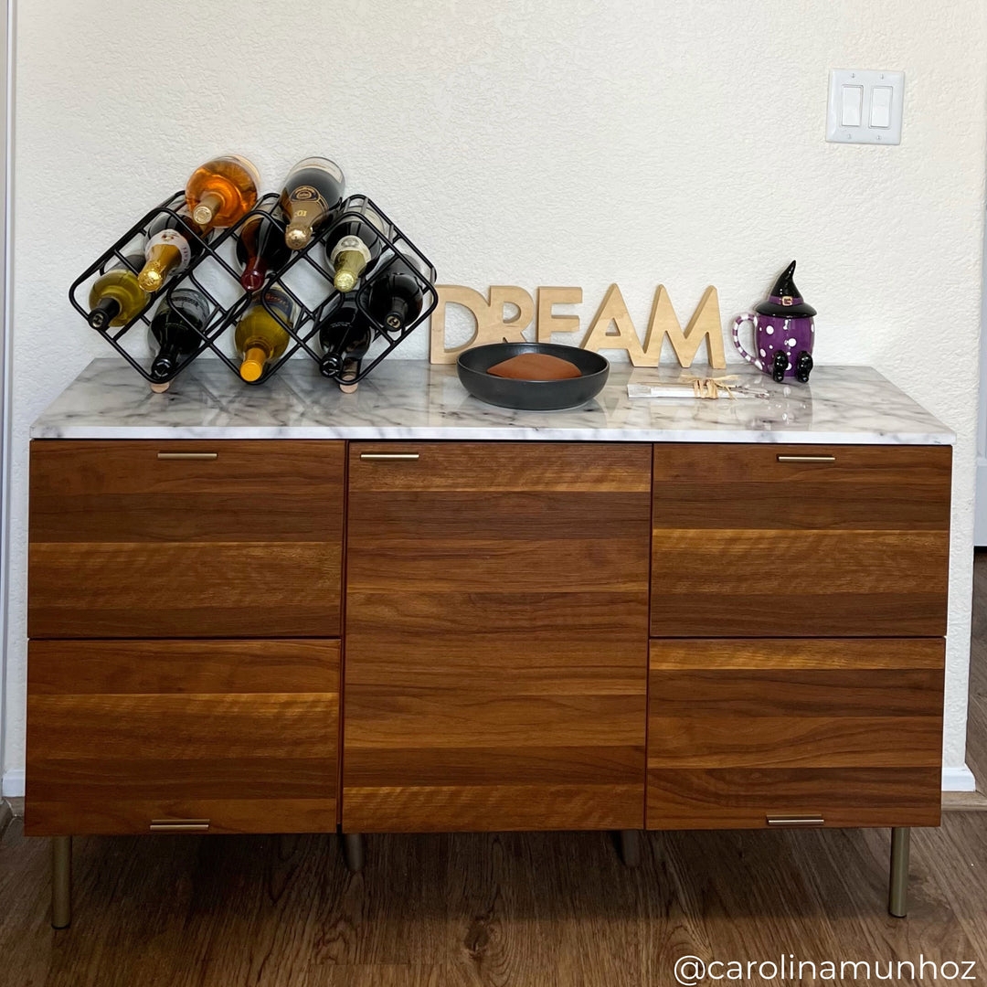 Sideboard Walnut Sideboard Marble Top with Slim Legs
