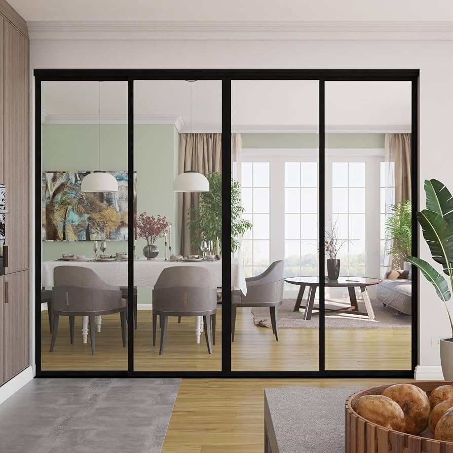 Sliding Room Divider Four Panel System Interior Glass Door System