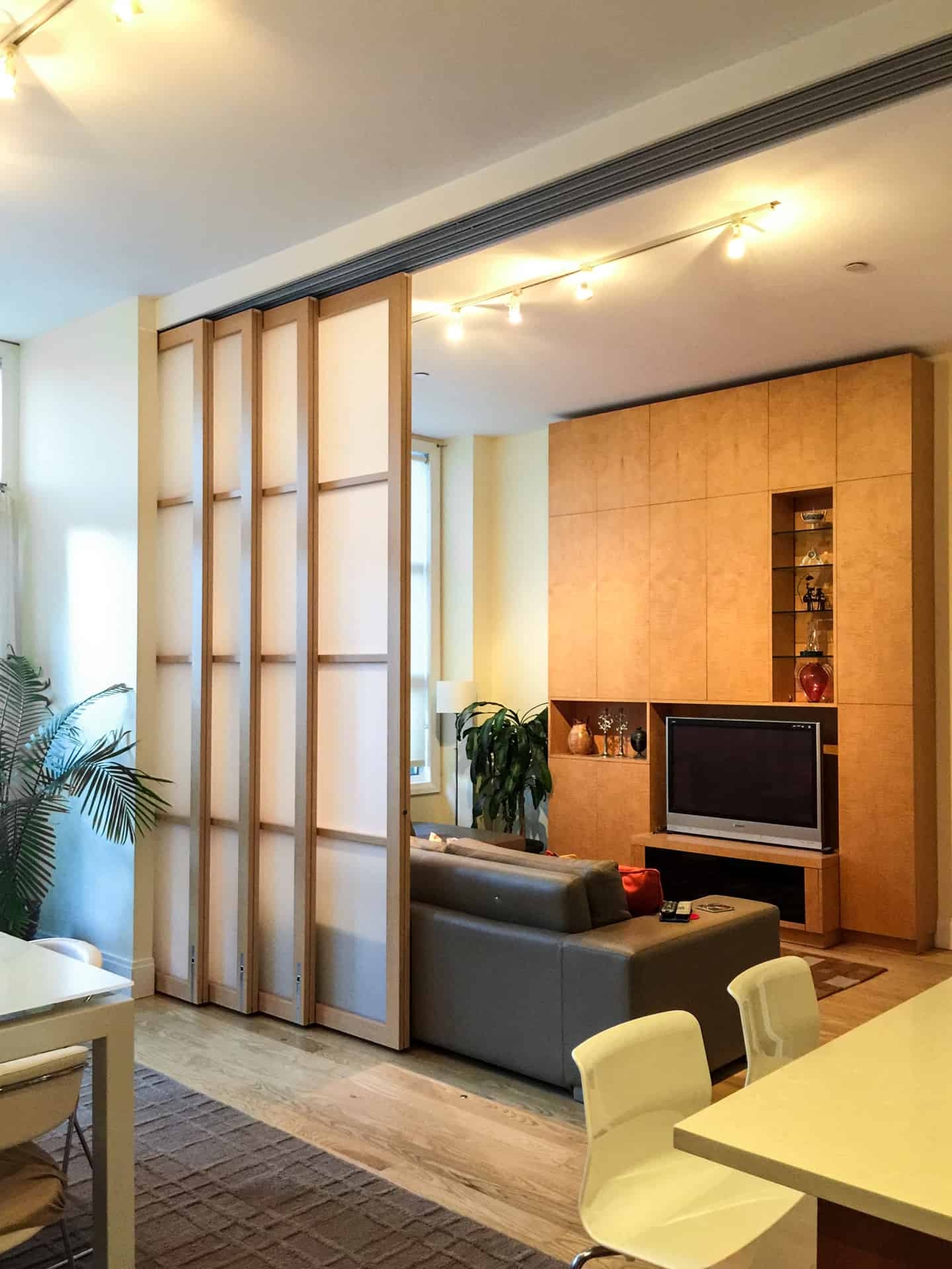 Sliding Room Divider Translucent Grid Muntins Shoji Room Divider
