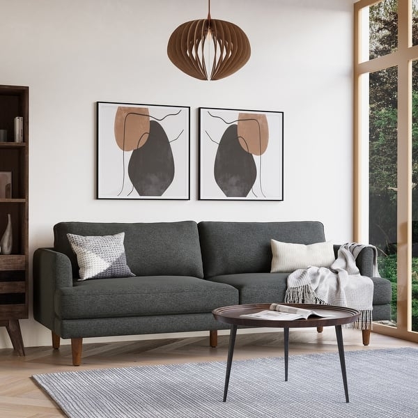 Sofa 76-Inch Width Slate Woven Fabric Apartment Seating