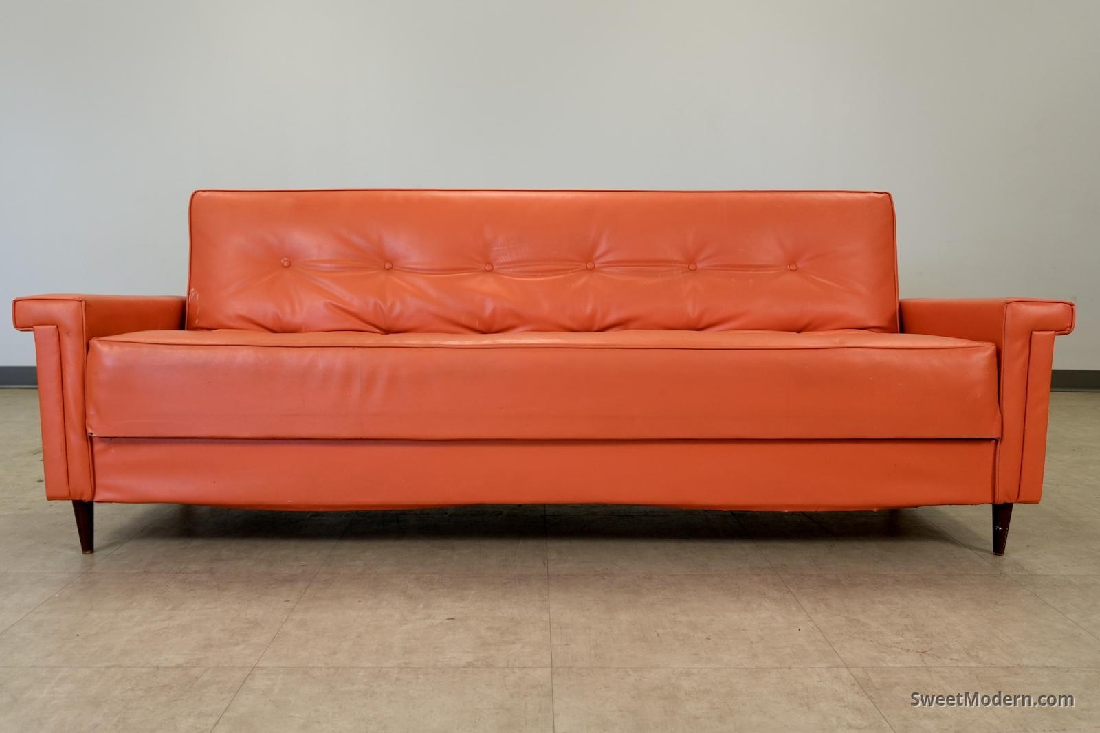 Sofa Bed: Retro 1950s Vibrant Tufted Sleeper Sofa Seating