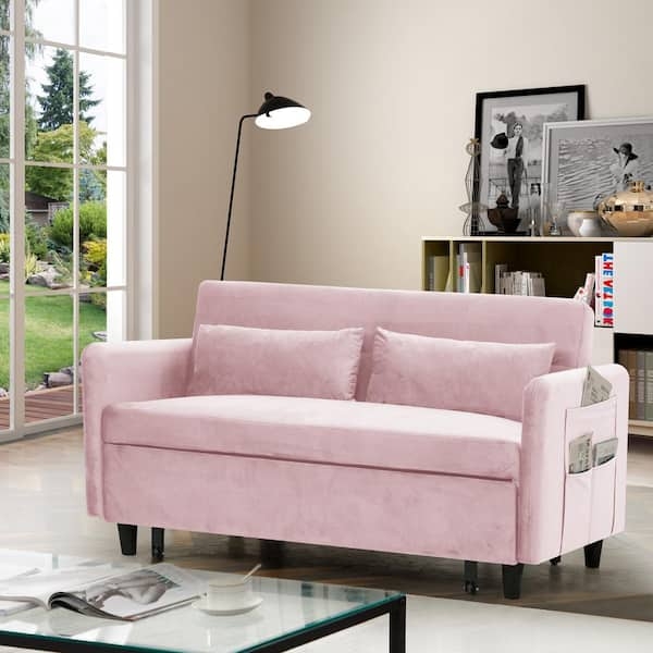 Sofa Bed with Side Storage Pocket and Pull-Out Mechanism