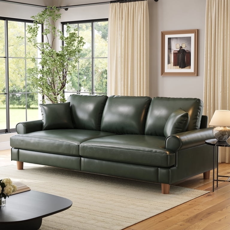 Sofa: Extra Deep Seat Cushion and Tapered Wood Legs
