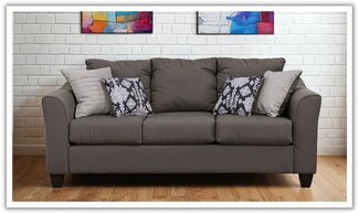 Sofa Flared Arms Charcoal Gray Transitional Seating