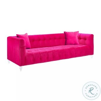 Sofa Fuchsia Velvet Tufted Sofa With All Over Tufting