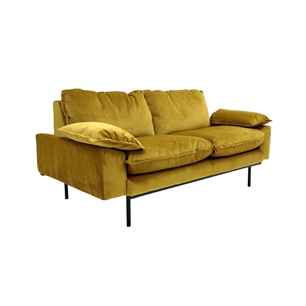 Sofa: Plush Loose Cushions Ocher Mustard Yellow Loveseat