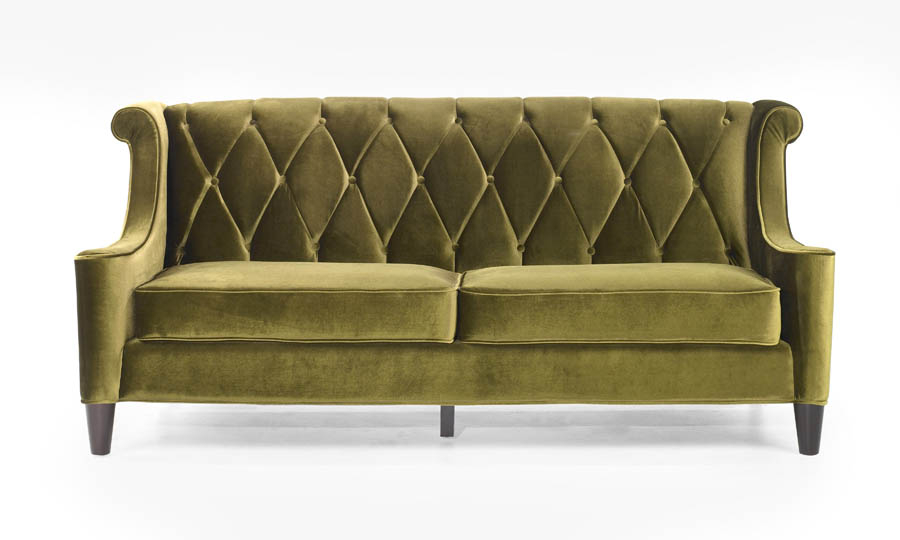 Sofa: Scroll Arms Diamond Tufted Retro Couch Seating
