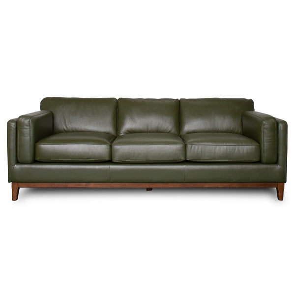 Sofa: Tapered Wooden Legs Olive Upholstery