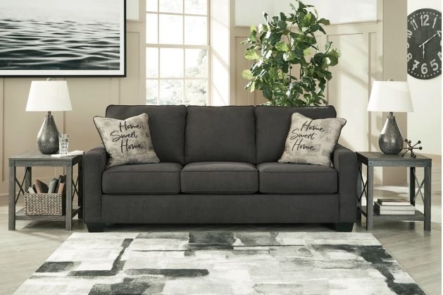 Sofa Track Arms X-Brace Detail Charcoal Grey Seating
