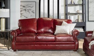 Sofa Traditional Red Leather Sofa Design With Classic Rolled Arms