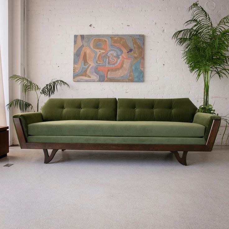Sofa: V-Shaped Legs Mid-Century Modern V-Leg Green Sofa