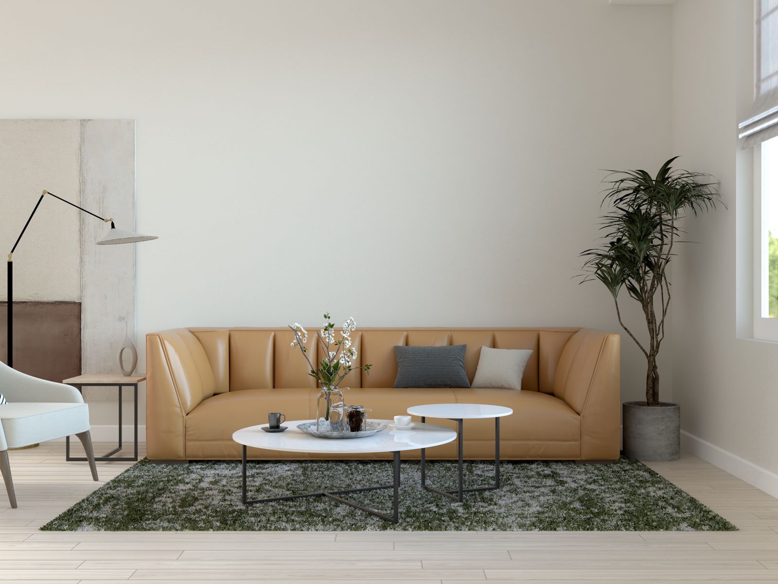 Sofa Vertical Channeling Forest Green Rug Styling