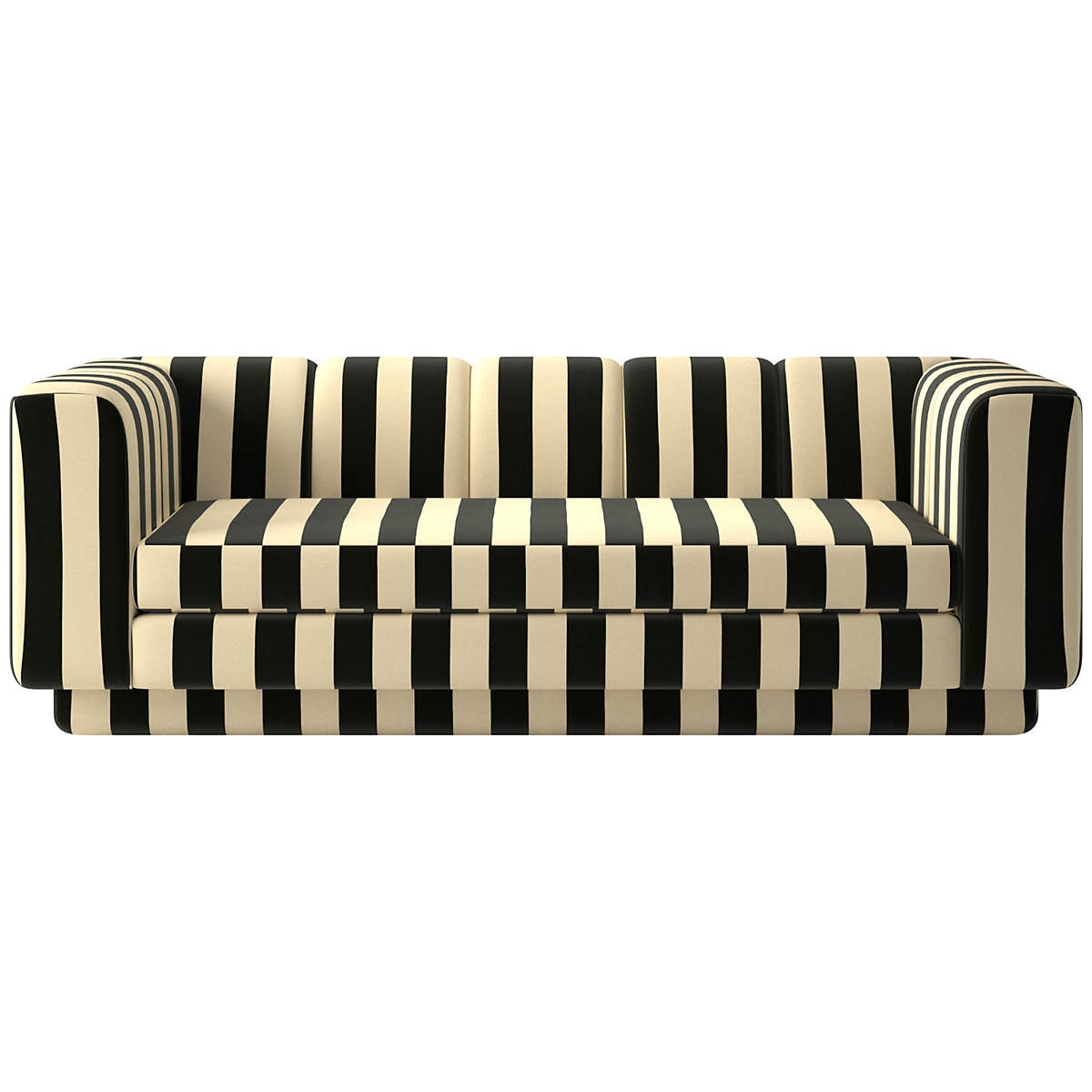 Sofa With Bold Vertical Stripes and Recessed Plinth Base