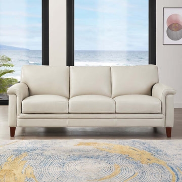 Sofa With Boxed Cushions: Transitional Rolled Arm Upholstery