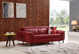 Sofa With Chrome Sled Base Modern Red Leather Sofa Quilted Sides