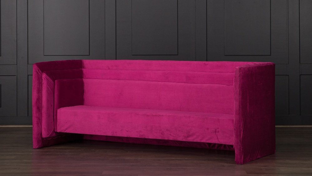 Sofa with Tiered Backrest and Boxy Architectural Frame