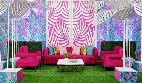 Sofa With Tufted Back Tropical Lounge Geometric Gold Leg