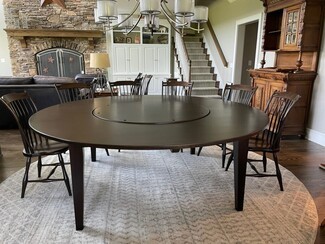 Spindle Back Round Dining Table with Windsor Chairs and Tray