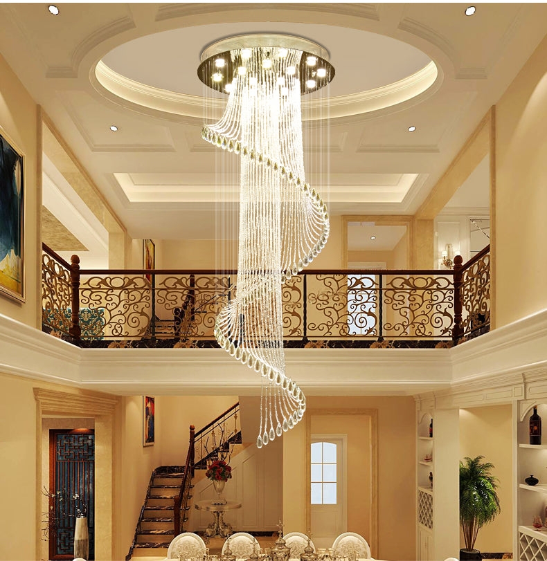 Spiral Chandelier Double Helix Cascading Crystal Drops