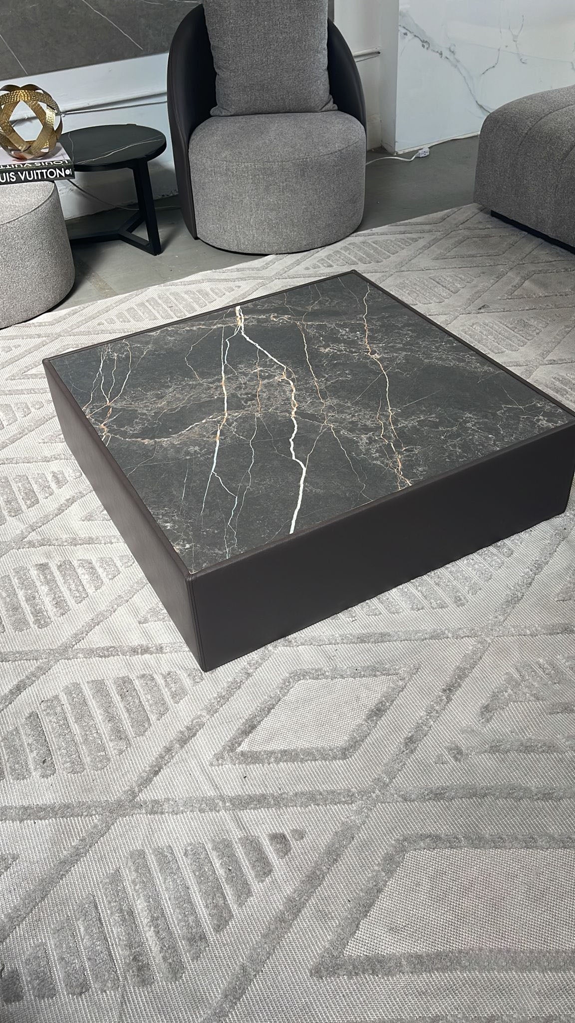 Square Coffee Table featuring Upholstered Base